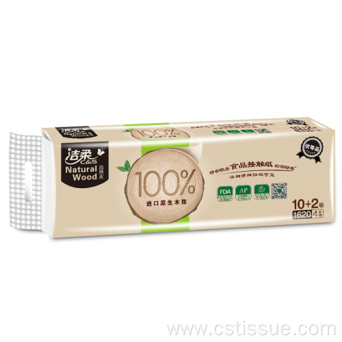 Natural Wood 100% Virgin Wood Pulp Toilet Tissue